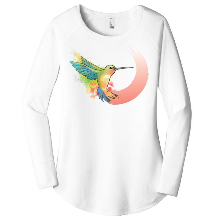 Watercolor Hummingbird Women's Perfect Tri Tunic Long Sleeve Shirt