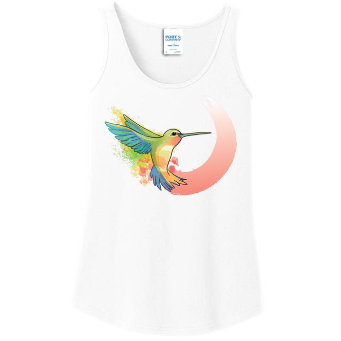 Watercolor Hummingbird Ladies Essential Tank