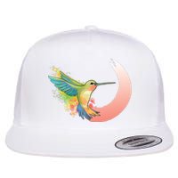 Watercolor Hummingbird Flat Bill Trucker Hat