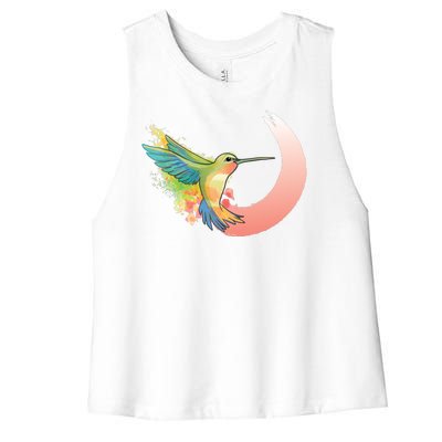 Watercolor Hummingbird Women's Racerback Cropped Tank