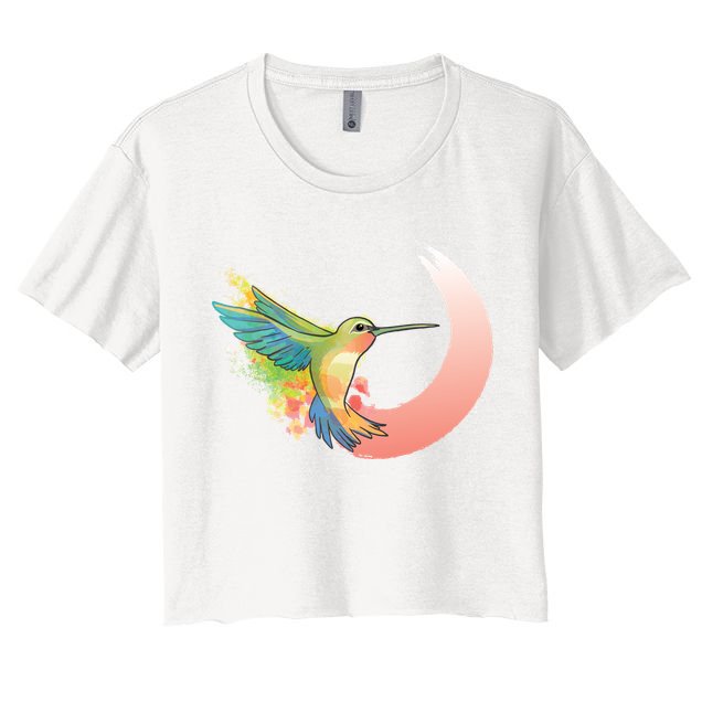 Watercolor Hummingbird Crop Top