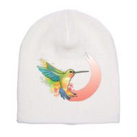 Watercolor Hummingbird Short Acrylic Beanie