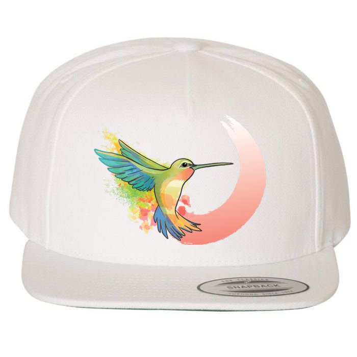 Watercolor Hummingbird Wool Snapback Cap