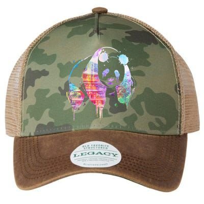 Watercolor Panda Bear Double Exposure Legacy Tie Dye Trucker Hat