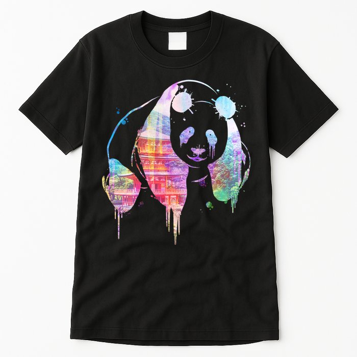 Watercolor Panda Bear Double Exposure Tall T-Shirt