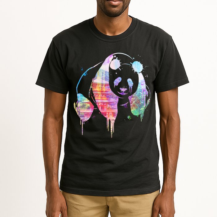 Watercolor Panda Bear Double Exposure Tall T-Shirt