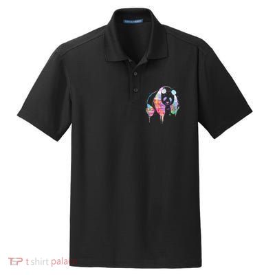 Watercolor Panda Bear Double Exposure Dry Zone Grid Polo