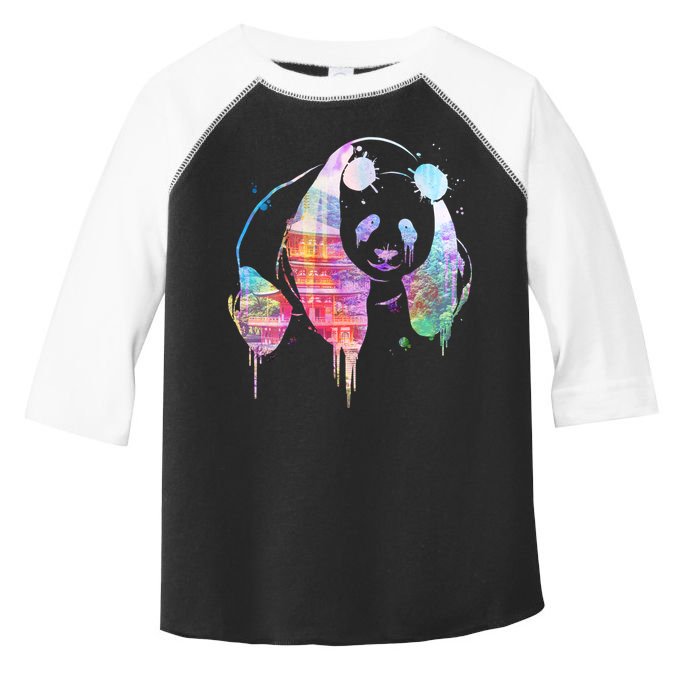 Watercolor Panda Bear Double Exposure Toddler Fine Jersey T-Shirt