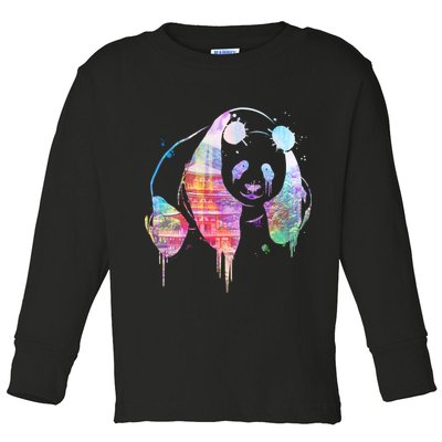 Watercolor Panda Bear Double Exposure Toddler Long Sleeve Shirt