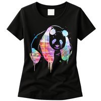 Watercolor Panda Bear Double Exposure Womens T-Shirt