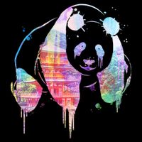 Watercolor Panda Bear Double Exposure Womens T-Shirt