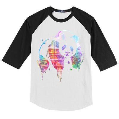 Watercolor Panda Bear Double Exposure Kids Colorblock Raglan Jersey