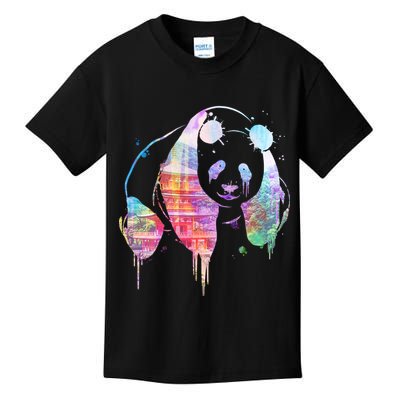 Watercolor Panda Bear Double Exposure Kids T-Shirt