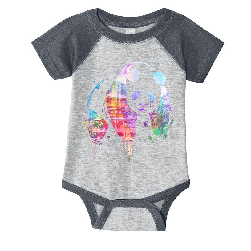 Watercolor Panda Bear Double Exposure Infant Baby Jersey Bodysuit