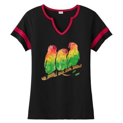 Watercolor Parrots Ladies Halftime Notch Neck Tee