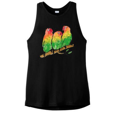 Watercolor Parrots Ladies PosiCharge Tri-Blend Wicking Tank