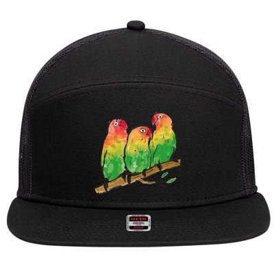 Watercolor Parrots 7 Panel Mesh Trucker Snapback Hat