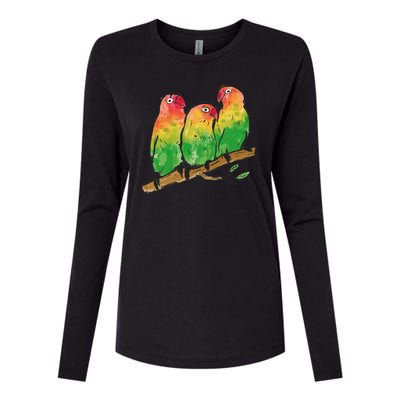 Watercolor Parrots Womens Cotton Relaxed Long Sleeve T-Shirt