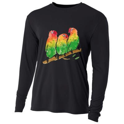 Watercolor Parrots Cooling Performance Long Sleeve Crew