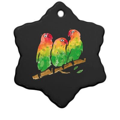 Watercolor Parrots Ceramic Star Ornament