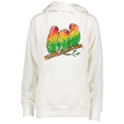 Watercolor Parrots Womens Funnel Neck Pullover Hood