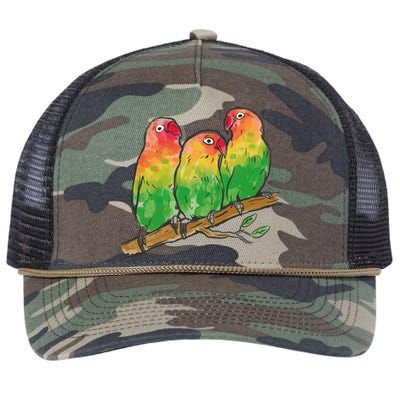 Watercolor Parrots Retro Rope Trucker Hat Cap