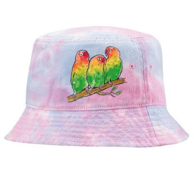 Watercolor Parrots Tie-Dyed Bucket Hat