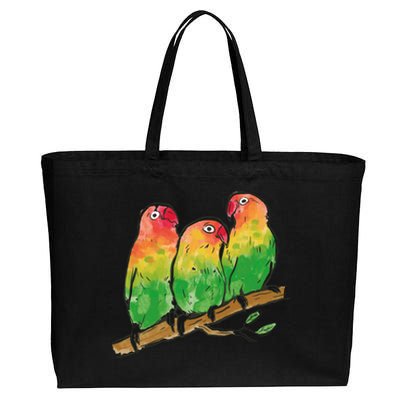 Watercolor Parrots Cotton Canvas Jumbo Tote