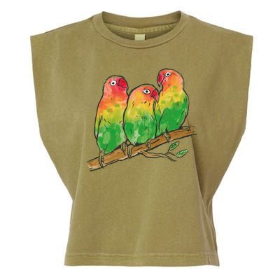 Watercolor Parrots Garment-Dyed Women's Muscle Tee