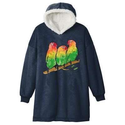 Watercolor Parrots Hooded Wearable Blanket