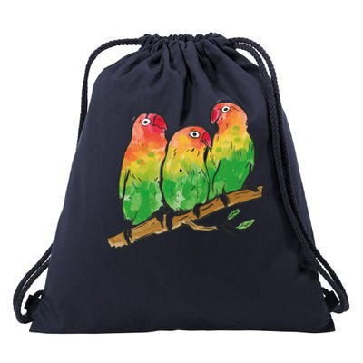 Watercolor Parrots Drawstring Bag