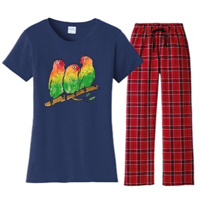 Watercolor Parrots Women's Flannel Pajama Set