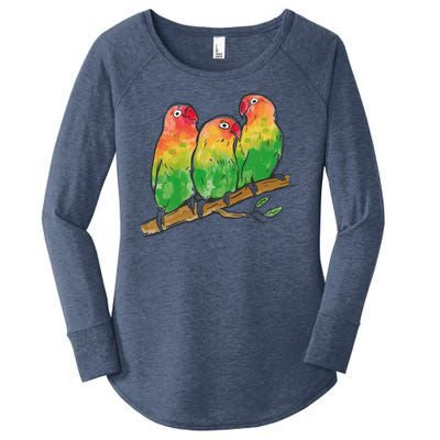 Watercolor Parrots Women's Perfect Tri Tunic Long Sleeve Shirt