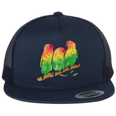 Watercolor Parrots Flat Bill Trucker Hat