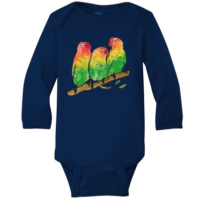 Watercolor Parrots Baby Long Sleeve Bodysuit