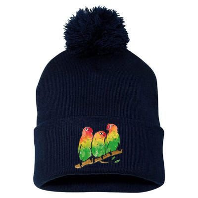 Watercolor Parrots Pom Pom 12in Knit Beanie