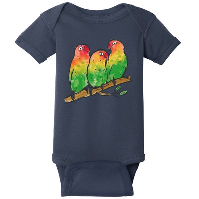 Watercolor Parrots Baby Bodysuit