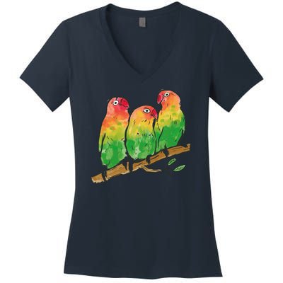 Watercolor Parrots Women's V-Neck T-Shirt