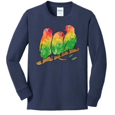 Watercolor Parrots Kids Long Sleeve Shirt