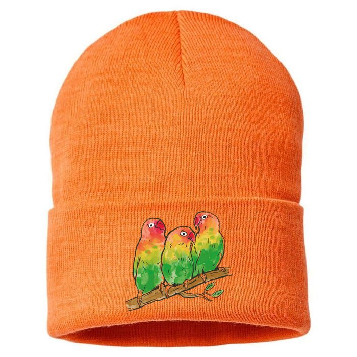 Watercolor Parrots Sustainable Knit Beanie