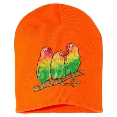 Watercolor Parrots Short Acrylic Beanie