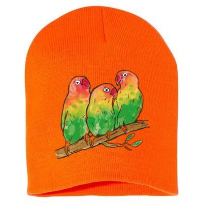 Watercolor Parrots Short Acrylic Beanie