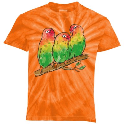 Watercolor Parrots Kids Tie-Dye T-Shirt