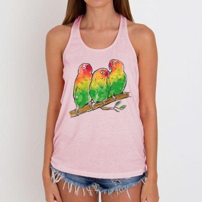 Watercolor Parrots Women's Knotted Racerback Tank