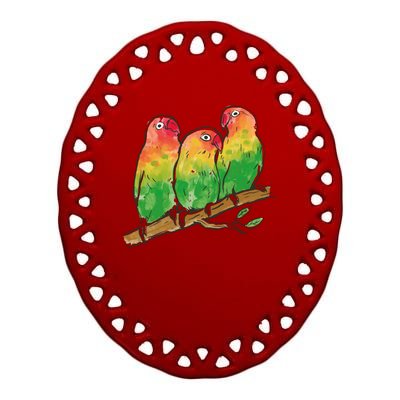 Watercolor Parrots Ceramic Oval Ornament