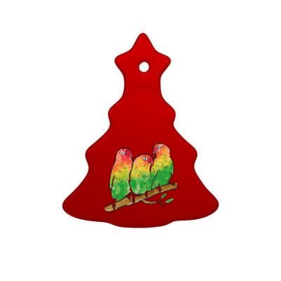 Watercolor Parrots Ceramic Tree Ornament