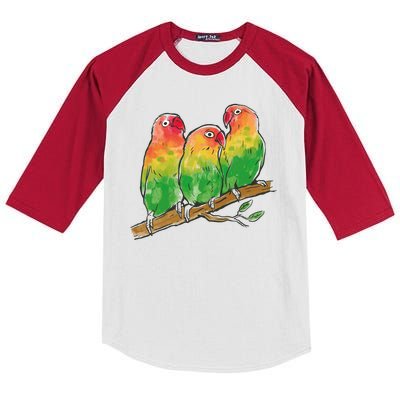 Watercolor Parrots Kids Colorblock Raglan Jersey