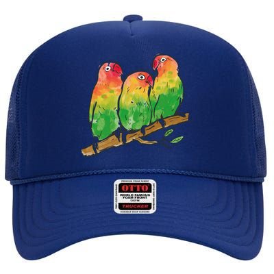 Watercolor Parrots High Crown Mesh Back Trucker Hat