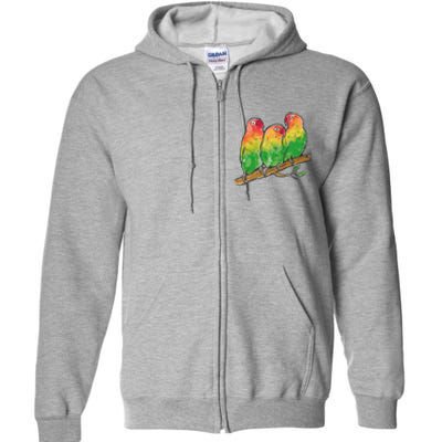 Watercolor Parrots Full Zip Hoodie