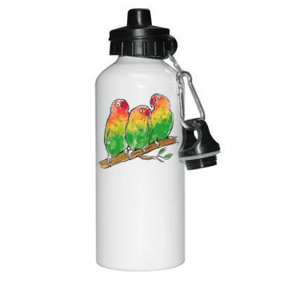 Watercolor Parrots Aluminum Water Bottle